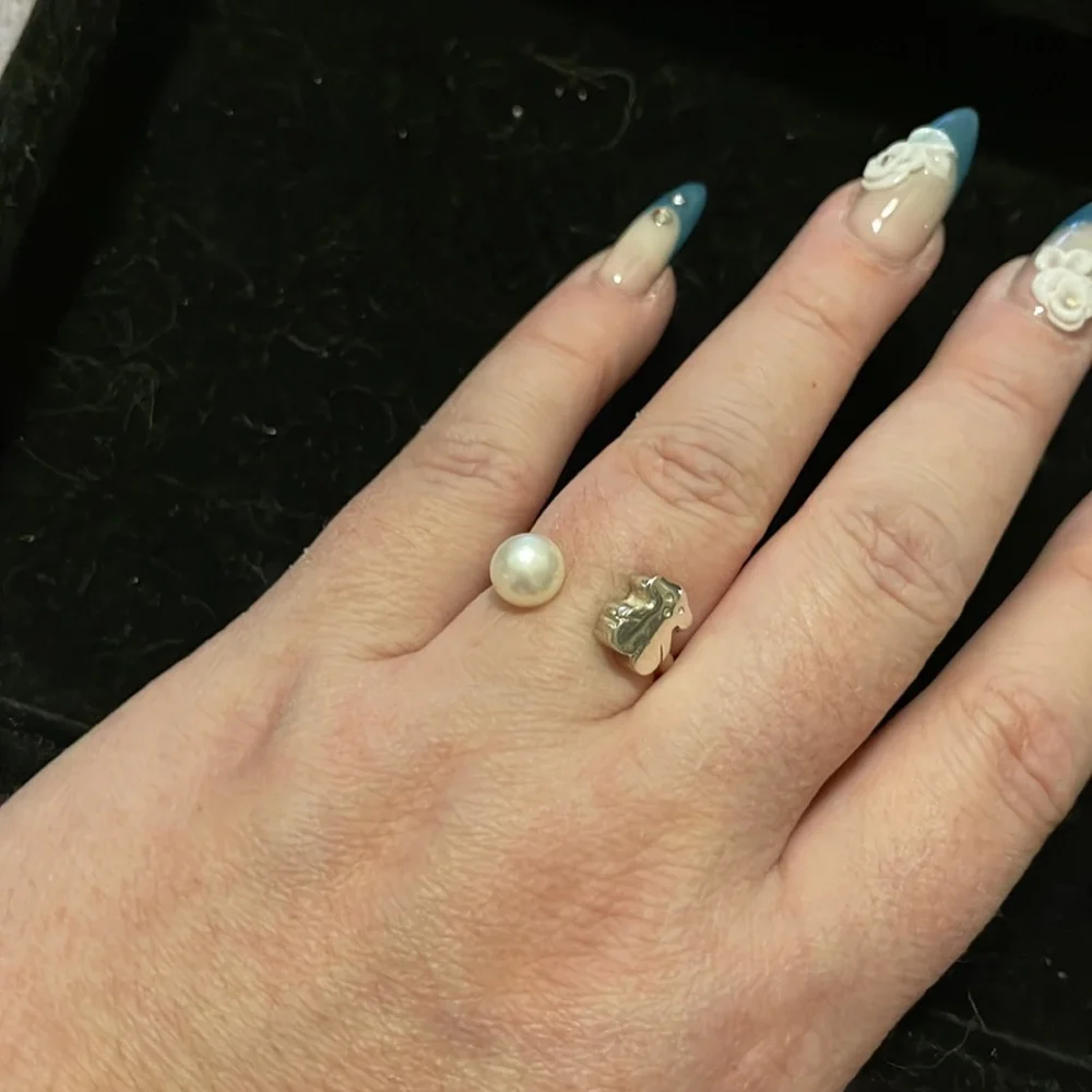 Beautiful sterling silver bear ring with Pearl 💋 - Picture 7 of 8